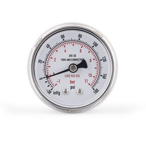 เกจวัดความดันแบบอนาล็อก ตัวเรือนสแตนเลส แบบเกลียวเชื่อมต่อขนาด 1/4 นิ้ว แบบแกน - Product Image 1