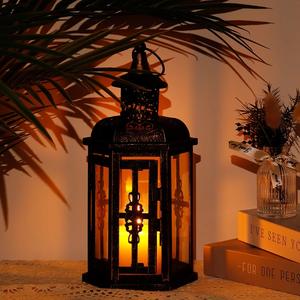 Lanterne porte-bougie en métal doré antique, faite à la main, taille personnalisée, haute qualité, décoration pour la maison, mariage, Noël, 6 couleurs - Product Image 5