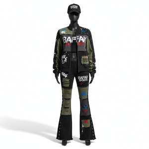 <b>Women</b> heavy <b>weight</b> cotton blend tracksuit premium fleece fabric black green contrast panels custom logo plus size Tracksuits - Product Image 6