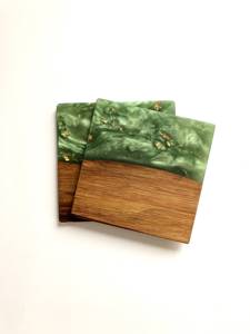 ที่รองแก้วไม้วอลนัทและเรซินหลากสีมีรูปทรงสี่เหลี่ยมเหมาะสำหรับใช้ในบ้านโรงแรมเครื่องใช้บนโต๊ะอาหารอุปกรณ์สำหรับการรับประทานอาหารที่หรูหรา - Product Image 5