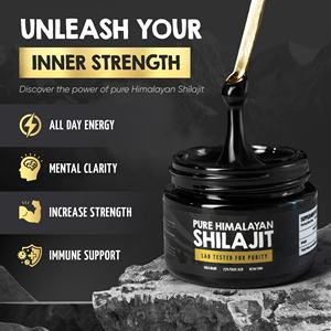 Résine <span class=keywords><strong>Shilajit</strong></span> pure authentique de l'Himalaya 85% Acide Fulvique Grand pot 125 Portions Suppléments à base de plantes US Lab Tested Organic Natural - Product Image 3