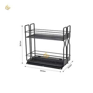 <b>Spices</b> Rack Wholesale Set of 2 Black Color Powder Coated Solid Iron Kitchen Decor <b>Spices</b> Storage Rack Organzation <b>Holder</b> Supply - Product Image 6