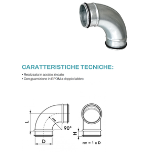 Piezas Tecnosystemi 90 Smooth Bend para sistemas HVAC de conductos circulares - Product Image 3