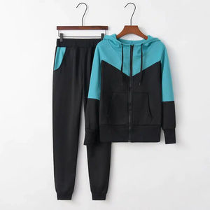 Ensemble de survêtement décontracté pour femme, 2 pièces, à capuche, pour sports d'hiver, en Spandex/Polyester respirant et écologique, motif uni tricoté - Product Image 4