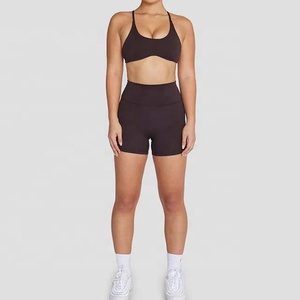 Conjunto Deportivo de Yoga para Mujer, 2 Piezas, Transpirable, Ecológico, con Shorts Sólidos Lavados, Ropa Deportiva de Poliéster para Gimnasio - Product Image 3