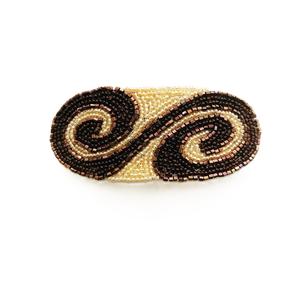 Pasador de pelo con cuentas hecho a mano con cuentas brillantes y base de tela Pasador de pelo tradicional bordado con cuentas de colores - Product Image 2