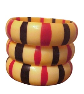 Eco-Friendly DIY Resin Crafts Striped Bangle Bracelet Red Black Yellow Indian Jewelry Accessories for Home Decor <b>Angel</b> Wholesale - Product Image 1