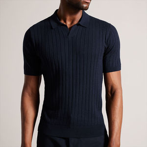 2024 Polo de punto de seda para hombre de manga corta de color sólido al por mayor personalizado ropa de verano de alta calidad - Product Image 5