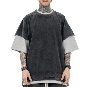 Camiseta Blanca de Manga Corta para Hombre, Personalizada al por Mayor, de Gran Tamaño, de Algodón/Fibra de Bambú, Transpirable, de Alta Calidad, Estilo Vintage Urbano - Product Image 2