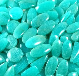 Paire de pierres précieuses amazonite lisses de couleur supérieure, cabochon, pour la fabrication de bijoux, pierre précieuse, cadeau pour elle, fabrication de bijoux - Product Image 1