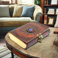 Antique Vintage Troisième Oeil Spirale Gothique Cahier Cuir Relié Journal Deckle Bord Papier Grimoire Imprimé Journal pour Promotionnel