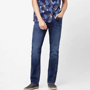 Pantalones vaqueros casuales de algodón 100% para hombre de moda Patrón sólido cómodo y transpirable para el invierno - Product Image 1