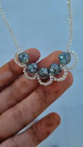 ลูกปัดกลมเพชรสีขาวและสีฟ้าสร้อยคอเพชรโมอิสซาไนต์เพชร AAA - Product Image 2