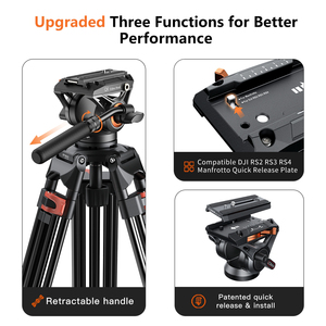 Navidad limitada <span class=keywords><strong>COMAN</strong></span> FF16LS Q6 aleación de aluminio profesional Video trípode resistente Cámara Video soporte trípode - Product Image 4