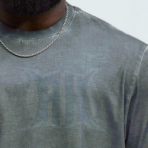 Camiseta lavada con ácido pesado de algodón con estampado de logotipo personalizado, ropa de calle Vintage de alta calidad, camiseta con patrón sólido - Product Image 4