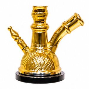 Cachimba albanesa de lujo, de alta calidad, de latón macizo pesado, con acabado lacado en oro, decorativa, única, de simulación egipcia, tipo recto. - Product Image 4