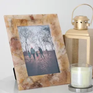 Cadre photo en marbre de quartz de miel, cadre photo en marbre brun vintage, cadres en marbre antique - Product Image 6
