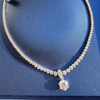 Collier tennis élégant en moissanite avec pendentif solitaire en argent sterling 925 plaqué rhodium, chaîne maille forçat, bijou de luxe pour mariée, cadeau