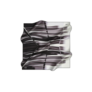 Black and White Silk Crepe Satin Patterned Square Scarf - Product Image 1