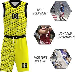 Ensembles d'uniformes de basket-ball légers et respirants, grande taille, couleur personnalisée, haute qualité, 100% polyester pour hommes adultes - Product Image 6