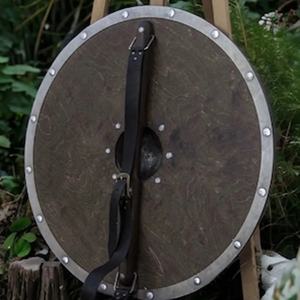 โล่ไวกิ้ง JEXMOO ทำมือ ขนาด 24 นิ้ว ทำจากไม้และเหล็กกล้าคาร์บอนสูง ดีไซน์แบบมีฐานตรงกลาง พร้อมรองรับการปรับแต่งและใช้งานร่วมกันได้ - Product Image 6