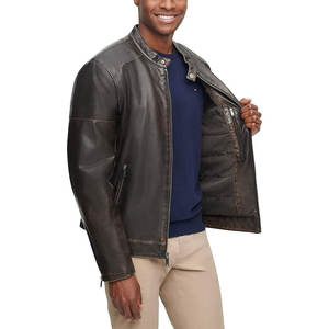 Factory Made <b>Men's</b> <b>Leather</b> <b>Jackets</b> Genuine <b>Men</b> <b>Brown</b> Customized New Design <b>Leather</b> <b>Jacket</b> <b>Men's</b> Wholesale Price - Product Image 4