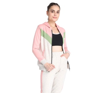 Conjunto de chándal de bloque de color personalizado para mujer al por mayor, sudadera con cremallera y pantalones para correr, ropa deportiva de invierno a la moda para gimnasio y yoga, ropa informal - Product Image 2
