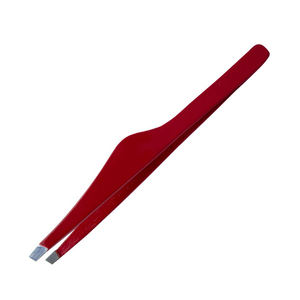 Maroon Color Slant Tip Tweezers Eyebrow and Ingrown Hair Removal Tools Made With German Stainless Steel 3" - Product Image 4