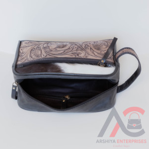 New Western <b>Tooled</b> Cowhide <b>Leather</b> Stylish Makeup Cosmetic Storage Box Hot Selling Jewelry Pouch ,Vanity Bathroom Organizer Box - Product Image 6