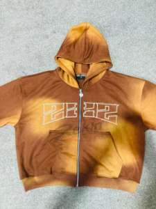 Sweat à capuche avec fermeture éclair brodé de strass personnalisés motif solide Sweat à capuche avec fermeture éclair brodé Sweat à capuche avec pierre du Rhin - Product Image 4