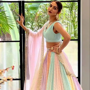 Design Fully Gorgette Lahenga <b>Choli</b> Dupatta Blouse Embroidery Work Bridal Lahenga /<b>lehenga</b> <b>Choli</b> Pricemulticolour <b>lehenga</b> set - Product Image 1