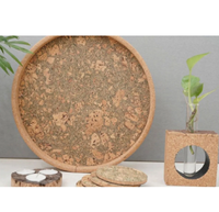 Cadeaux promotionnels et d'affaires, design moderne, plateau en liège carré ou rond personnalisable, 4 sous-verres, 2 porte-bougies chauffe-plat, pot magnétique