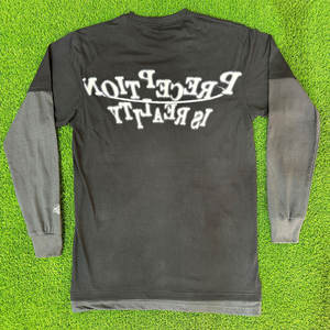 เสื้อยืดแขนยาว2ชั้นลายกราฟิกสำหรับผู้ชายผ้าฝ้าย100% พิมพ์โลโก้ด้านหน้า - Product Image 5