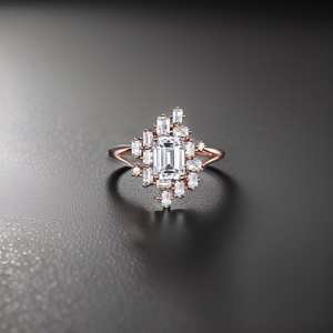 เครื่องประดับเพชรเม็ดเล็กสีโรสโกลด์14K ประดับเพชรเทียมแบบก้านแยกสำหรับงานแต่งงานงานแลป - Product Image 1