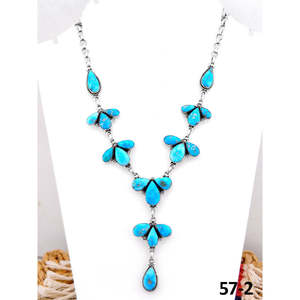 Pendentif artisanal en argent sterling avec turquoise blanche, motif goutte d'eau, ancre et chiffres, style religieux classique, idéal comme cadeau - Product Image 1