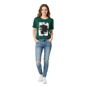 Camiseta Gráfica para Mujer, Informal, de Algodón Suave y Cómodo, de Manga Corta, Moderna y a la Moda, Proveedor de Logotipos Personalizados al por Mayor, OEM - Product Image 6