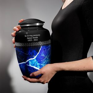 Urnas personalizadas para cenizas humanas, urnas de cremación, urnas funerarias decorativas para mujeres y hombres, tamaño personalizado azul grande - Product Image 6