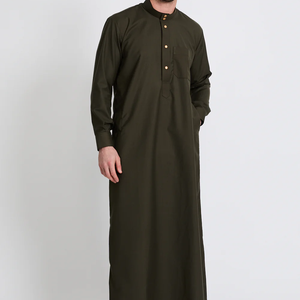 Thobes pour hommes vêtements islamiques vente chaude bas quantité minimale de commande vêtements traditionnels musulmans Jubba Thobe pour hommes couleur unie - Product Image 6