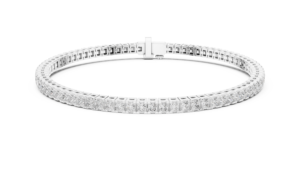 Pulsera de tenis con corte princesa cultivada en laboratorio, asequible, con cierre oculto, engastada en oro amarillo de 18 quilates, para compromiso o boda, para mujer. - Product Image 5