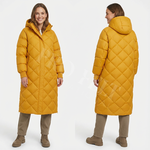 Veste matelassée longue à capuche tendance et chaude pour l'hiver, veste matelassée isolée pleine longueur, vêtement d'extérieur léger, OEM ODM - Product Image 4