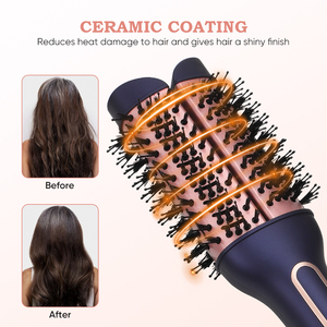 Sèche-<span class=keywords><strong>cheveux</strong></span> 3-en-1 Styler Volumizer Négatif Ion Anti Frizz Caractéristiques Air Chaud Céramique Baril <span class=keywords><strong>Cheveux</strong></span> Lisseur <span class=keywords><strong>Brosse</strong></span> 1200W Hôtels - Product Image 6