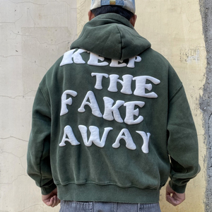 Sweat-shirt oversize à effet délavé, imprimé, style streetwear vintage, personnalisé, délavé, avec fermeture éclair, de haute qualité - Product Image 1