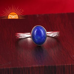 Dernier modèle de bague empilable en argent sterling fin avec pierres précieuses lapis lazuli naturelles Fabricant de bijoux personnalisé - Product Image 2