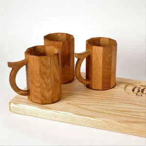Tasse de camping en bois artisanal de style nordique finlandais, tasse portable en bois de caoutchouc pour café, thé, lait, directement d'Inde - Product Image 2