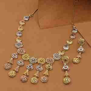 Ensemble de colliers plaqués or à trois tons en gros, colliers en or multi-ton, ensemble de colliers tricolores, colliers de mode à trois tons - Product Image 1