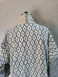 Chaqueta de manga larga con estampado Floral para mujer, chaqueta de invierno hecha a mano, color gris - Product Image 6