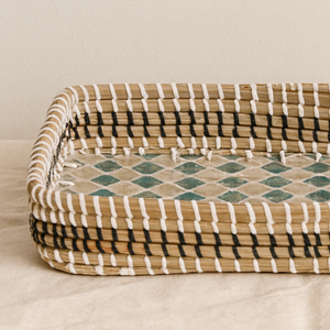 Plateau décoratif en incrustation de nacre jonc de mer artisanal panier de rangement naturel pour la décoration de la maison et du bureau du Vietnam - Product Image 5