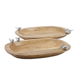 Plateau de finition en bois de conception de forme bateau Unique avec poignées servant les Fruits secs à vendre - Product Image 4