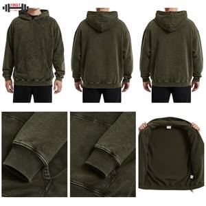 Sudaderas con capucha de invierno con estampado bordado lavado ácido personalizado, sudaderas lisas para hombre, tela polar hecha a medida en blanco - Product Image 6