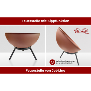 Braciere da Giardino APACHO con Ciotola in Acciaio Effetto Ruggine, Supporto Inclinabile Nero, Include Accessorio per Legna - Product Image 4